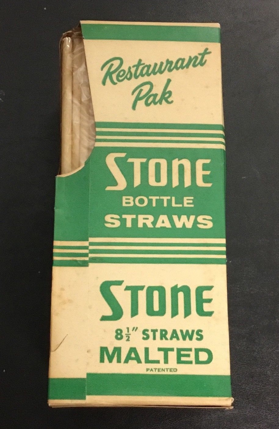 Vintage 1940s 1950's Box of STONE BOTTLE Drinking Straws for