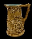 Vintage Yellow Majolica Beer Pitcher, Sarreguemines Antique French Pottery