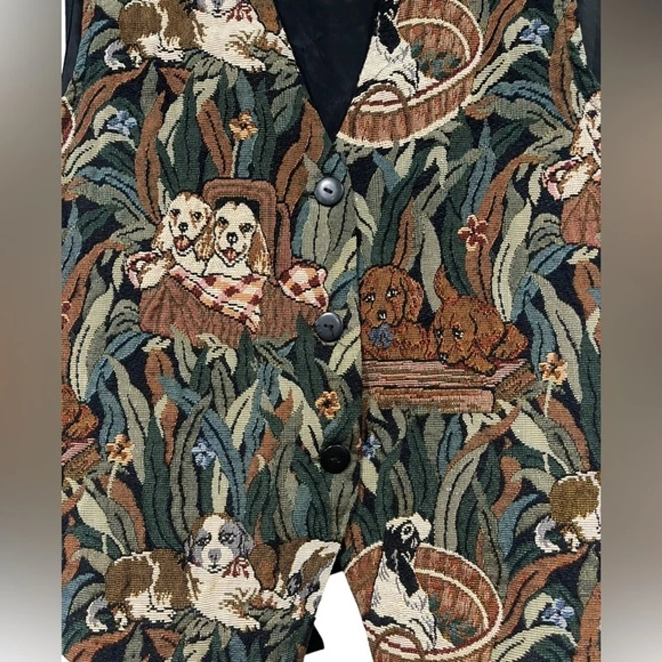 Cabin Creek Vintage 90s Dog Button Down Vest Embroidered Large 90s Cottagecore - Image 2 of 4