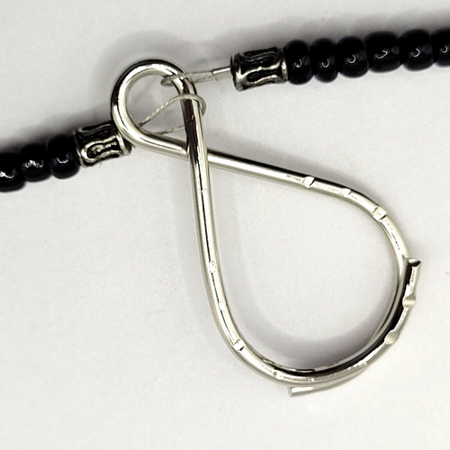 Handcrafted Art Glass Splatter Bead w Black Silver Tone ID Badge Holder Necklace - Picture 17 of 23