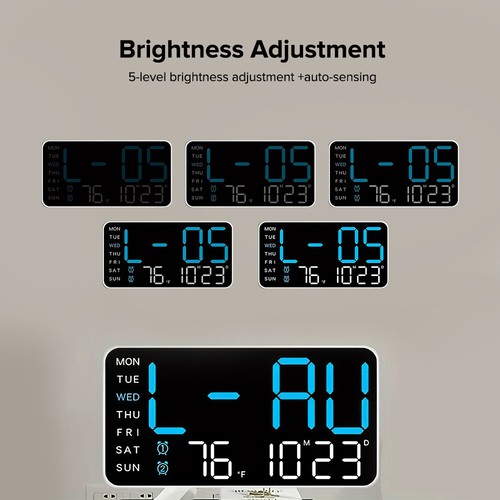 LED Digital Desk Wall Alarm Clock Time Temperature Calendar DST/Night Mode Clock - Picture 16 of 25