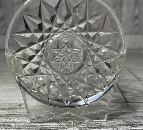 CLEAR Vintage Starburst Cracker Holder Server Dish 9" MCM - Made in Hong Kong - Picture 3 of 5