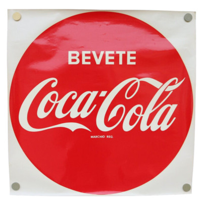 Bevete Coca Cola XXL Button Wasser Naß Transfer Aufkleber 1964 NOS Vintage 66cm