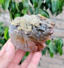 Iredescent Coated Cubic Yellow Fluorite Crystal/Specimen Baluchista /Pakistan