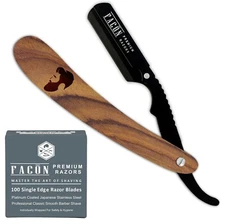 100 BLADES + CLASSIC STAINLESS STEEL STRAIGHT EDGE BARBER RAZOR SALON SHAVING