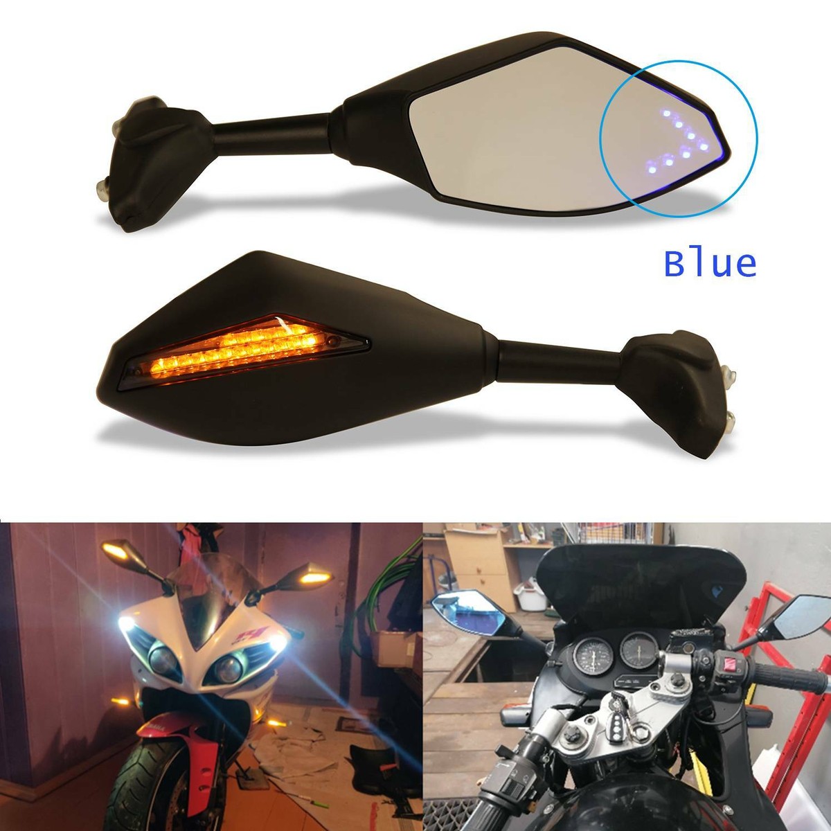 MOTORCYCLE LED TURN SIGNALS MIRRORS FOR SUZUKI GSX R 600 750