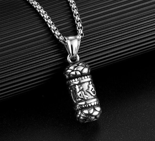 Ожерелье с подвеской мужские шесть персонажей пословицы буддизма амулет из нержавеющей стали - Изображение 2 из 4