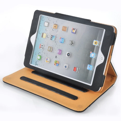 IPAD MINI 1/2 BLACK & TAN SUEDE STAND SMART MAGNETIC LEATHER CASE SLEEP WAKE - Image 3 of 4