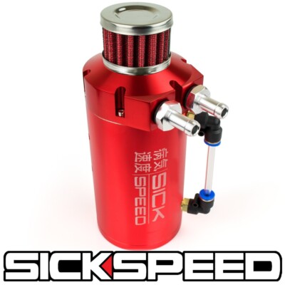 SICKSPEED RED OIL CATCH CAN VENTED BAFFLED ENGINE BREATHER FILTER P3