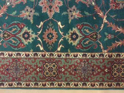 4’ X 4’ Square Green Red Hand Knotted Oriental Area Rug Wool Hallway Foyer - Picture 4 of 12