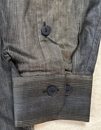 Jhane Barnes Herren Größe M Braun Baumwolle Leinenmischung Button Down Hemd (S9) - Bild 4 von 8
