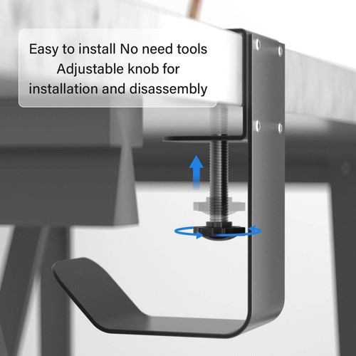 Headset Headphone Holder/Backpack Hook/Desk Clip Desktop/ Under Table Holder - Picture 7 of 7