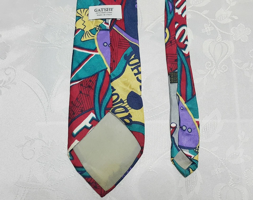 CABALLEROS ITALIA VINTAGE AUTÉNTICA MÚSICA GATSBY ARTE SEDA HOMBRE CORBATA CUELLO Foto 3 de 4