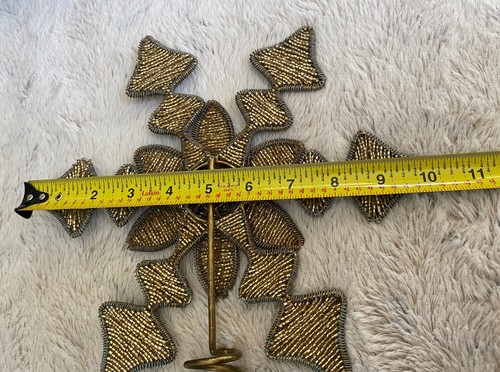 Restoration Hardware Gold BEADED SNOWFLAKE CHRISTMAS TREE TOPPER 12” X 10” - Picture 17 of 20