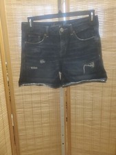 American Eagle Shorts Womens Size 2 Blue Dark Wash Low Rise Distressed Denim