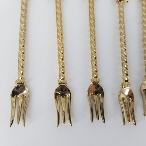 Mermaid Shrimp Crab Olive Fork Cocktail Gold Plated Serving Party Lot of 9 Food - Bild 5 von 9