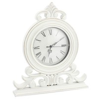 White Distressed Shabby Chic Mantel Clock White Distressed Shabby Chic Mantel Clock