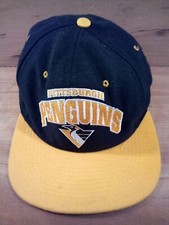 Vintage Pittsburgh Penguins Snapback Hat Nutmeg Cap Black NHL Hockey [M2em]