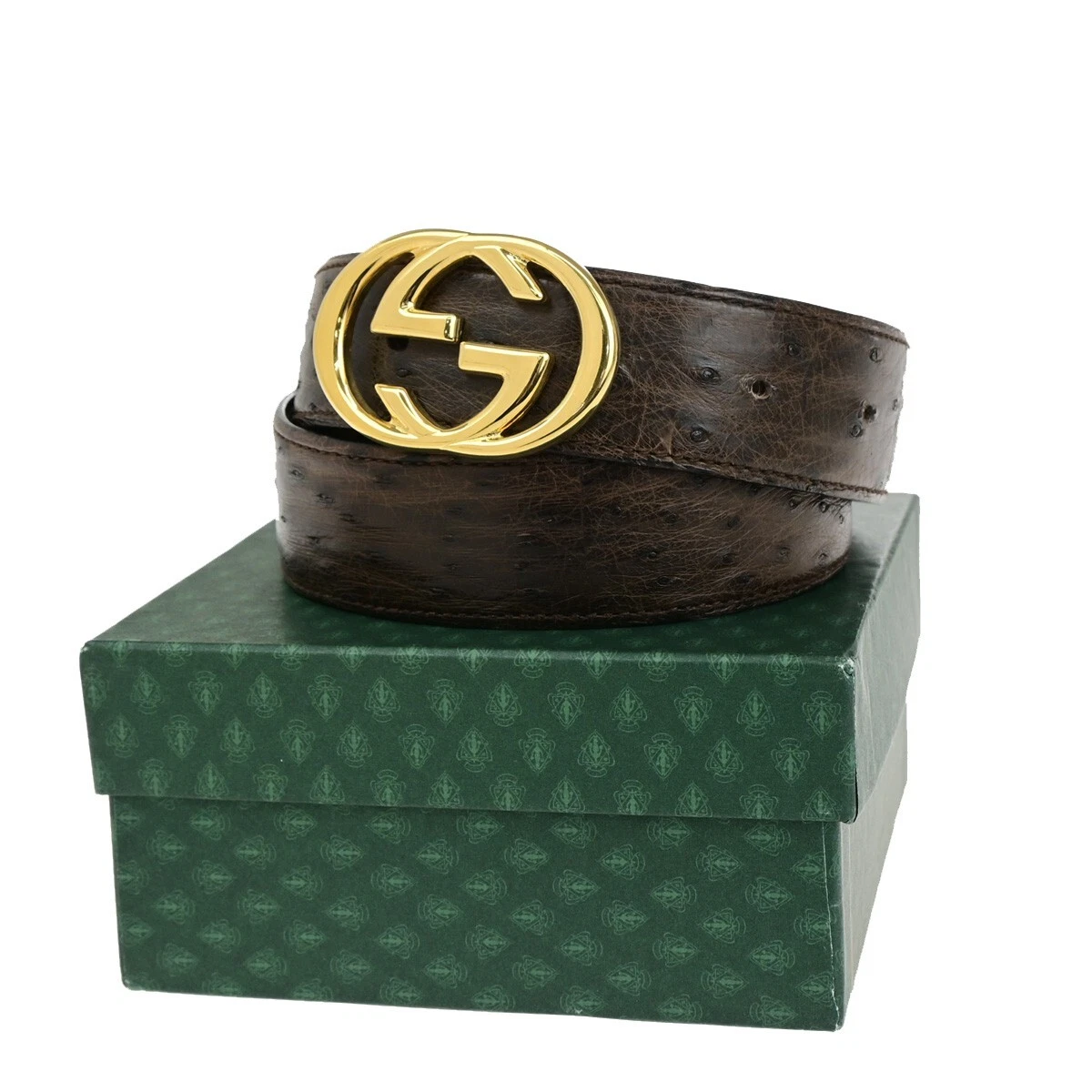 Ceinture de verrouillage logo GUCCI GG 70/28 cuir exotique marron GHW Italie 36YF134