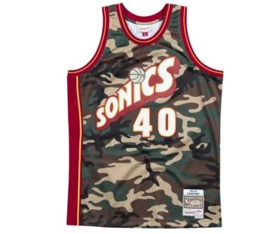 Mitchell Et Ness Maillot Seattle SUPERSONICS #40 Shawn Kemp Camouflage Neuf - Photo 1/4