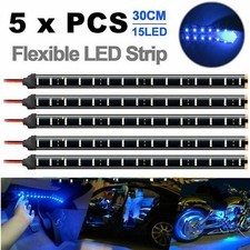 5 Pcs 12v 12 1ft 15smd Flexible Led Strip Light Waterproof For Car Truck Boat
