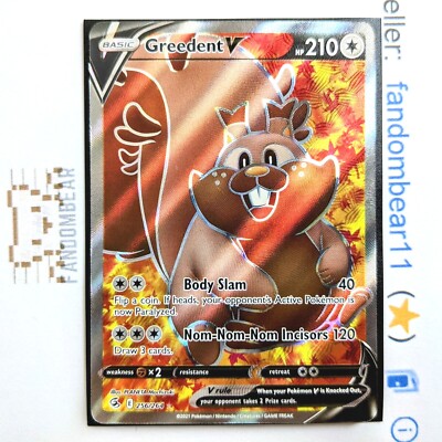 Greedent V ALT ART Ultra Rare card 256/264 SWSH Fusion Strike 2021