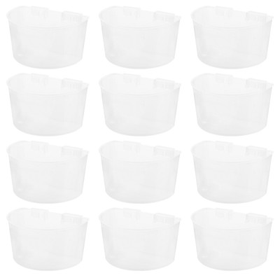  12 Pcs Water Para Bird Sand Cup Floor Feeder High Transparency