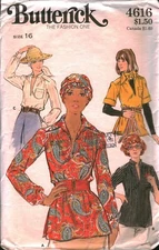4616 Vintage Butterick SEWING Pattern Misses Semi Fitted Blouse Scarf Casual OOP