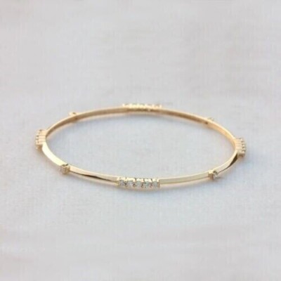4Ct Round Cut Lab Created Diamond Women's Bangle Bracelet 14K Yellow Gold Plated