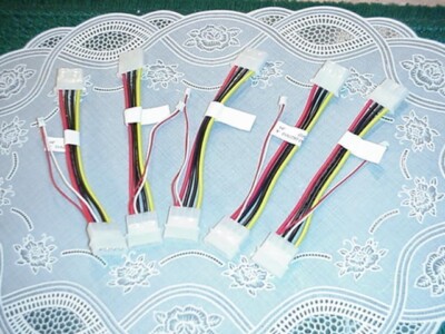 FIVE MOLEX Power 'Y' Splitters 4 pin Male & 2 Pin Female NEW!