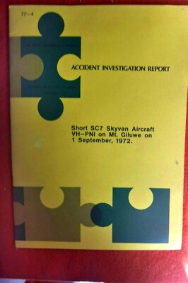 1972 ACCIDENT INVESTIGATION REPORT 10 PAGES SHORT SC7 SKYVAN AIRCRAFT VH-PNI 