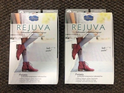 Dr. Comfort Women's Rejuva Fashion Knee High (15-20 mmHg) Sheer Dot (2) MEDIUM