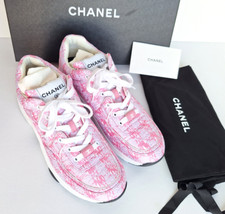 New CHANEL Pink Purple White Spring Collection 24P Athletic Sneakers Size 40 EU