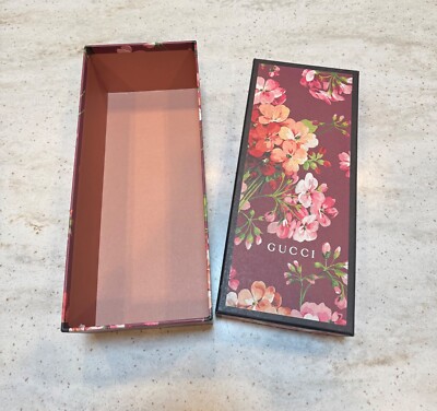 GUCCI Floral Bloom Shoe Box Only Storage Red Flowers Empty  display picture 3