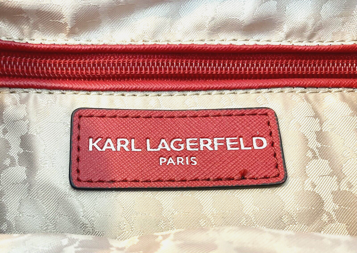 Karl Lagerfeld Paris red pink white gingham check Cinch close Backpack 15” x 11” Red and White Checkered Backpack for School,Cute School Bag  main image 2