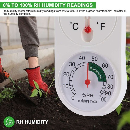 1-4X Wall Thermometer Indoor Mount Garden Greenhouse Home Humidity Meter 0-100RH - Picture 11 of 13