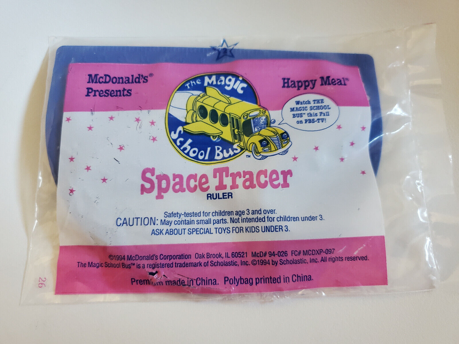 McDonalds toy 1994 The Magic School Bus Spacetracer Ruler - New