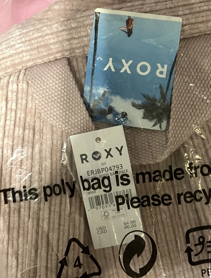 Mochila de pana rosa Roxy Feeling Good nueva con etiquetas Foto 3 de 4