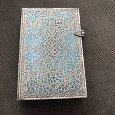 New Paperblanks Silver Filigree Maya Blue Journal Diary Mini 5.5x4"