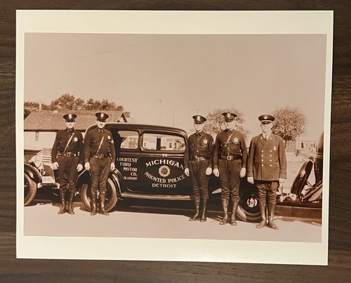 Vintage Deteoit Michigan Mounted Police Ford Motor Photograph B&W Photo Dearborn