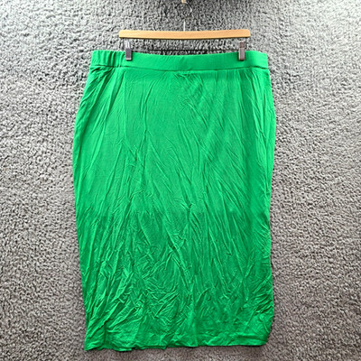 PQ Collection Womens Pencil Midi Skirt Size C Green Stretch Knit Elastic Waist