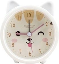 Children Cute Animal Dog/Cat Alarm Clock Silent Non-Ticking Quartz Desk Bedside