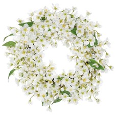 Spring Summer Wreaths for Front Door, 16 Inch Cherry Blossom Wreaths for Spri...