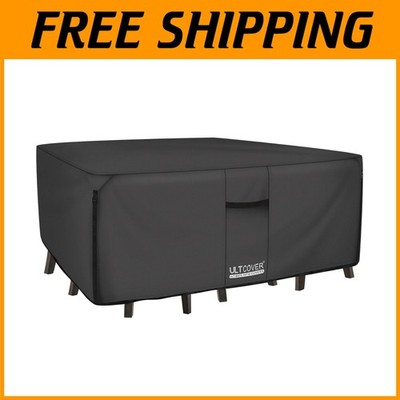 Tough Canvas Rectangular Table Chair Cover, Black-