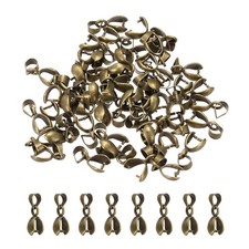 50 Pcs Stainless Steel Pinch Clip 14mm Pinch Bails for Pendant, Bronze