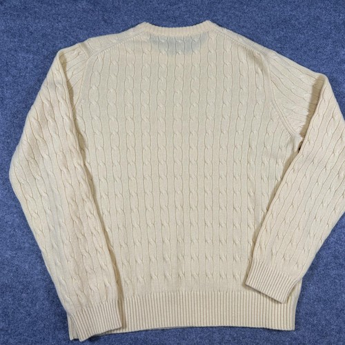 J Crew Sweater Mens Large Cream Cable Knit Lambs Wool Cashmere Blend Pullover - Picture 4 of 6
