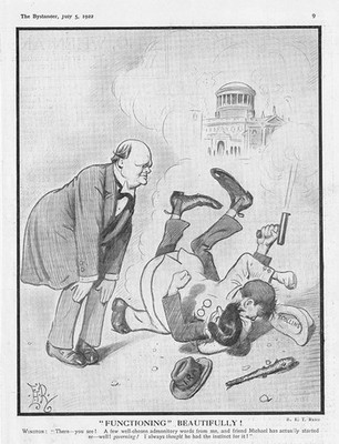 IRLAND Churchill Watching Collins and De Valera Fighting - Antique Print 1922