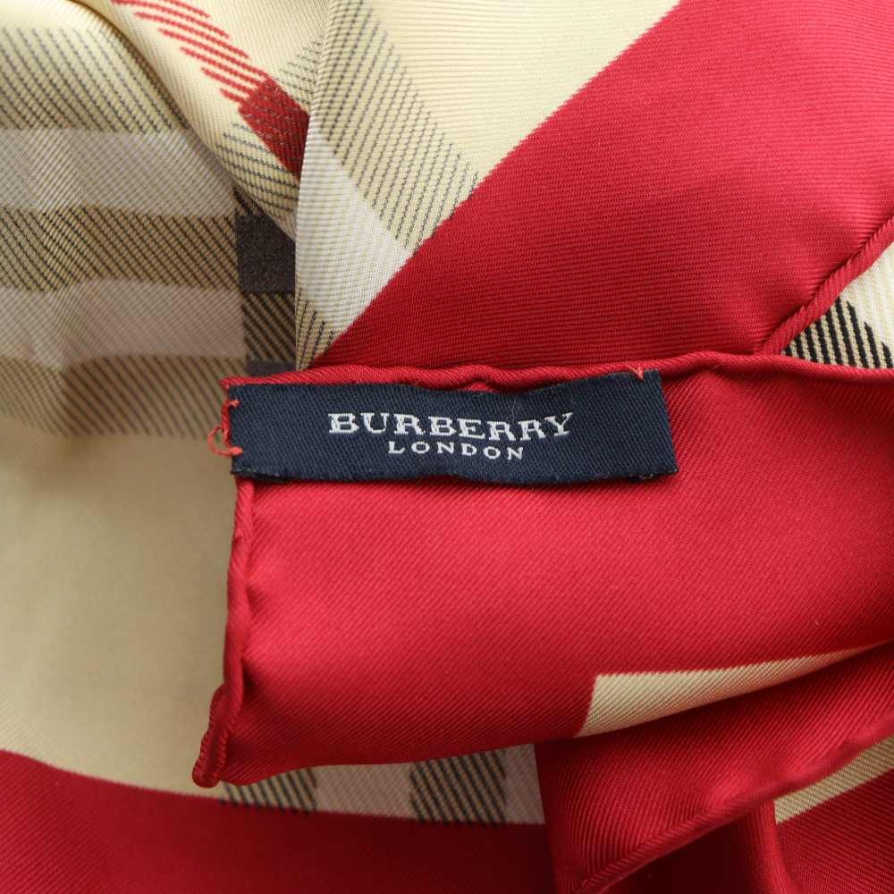 Burberry London Large Scarf Stole Nova Plaid Logo Beige Red Women's Authentic thumbnail 5