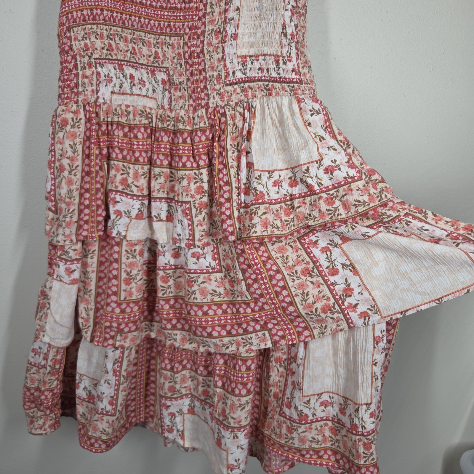 American Eagle Patchwork Printed Floral Smocked T… - image 9