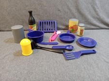 Kitchen Toy Items Fake Pretend Play Plastic Large Vintage Lot Of 15 Pieces